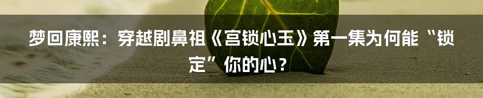 梦回康熙:穿越剧鼻祖《宫锁心玉》第一集为何能“锁定”你的心?