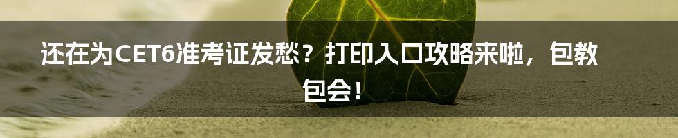 还在为CET6准考证发愁？打印入口攻略来啦，包教包会！