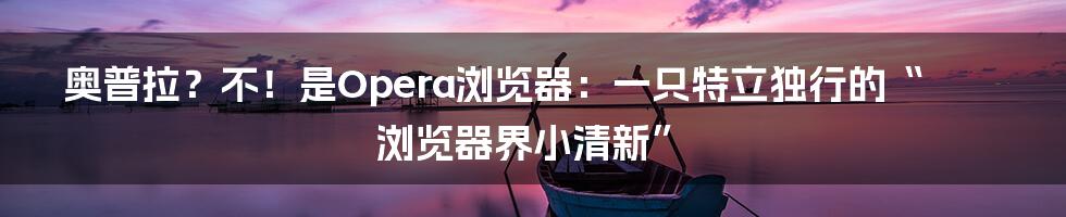 奥普拉？不！是Opera浏览器：一只特立独行的“浏览器界小清新”
