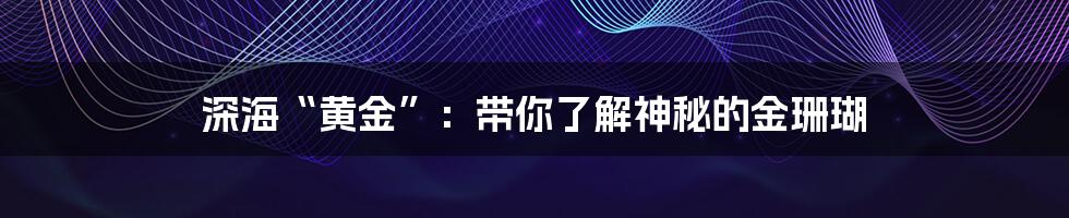 深海“黄金”:带你了解神秘的金珊瑚