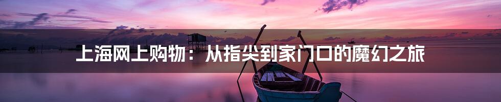 上海网上购物：从指尖到家门口的魔幻之旅