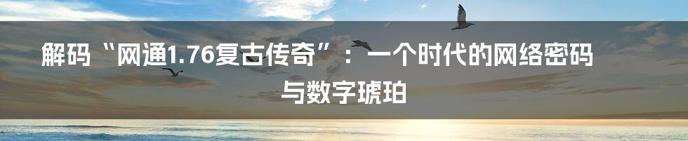 解码“网通1.76复古传奇”：一个时代的网络密码与数字琥珀
