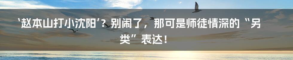 ‘赵本山打小沈阳’?别闹了,那可是师徒情深的“另类”表达!