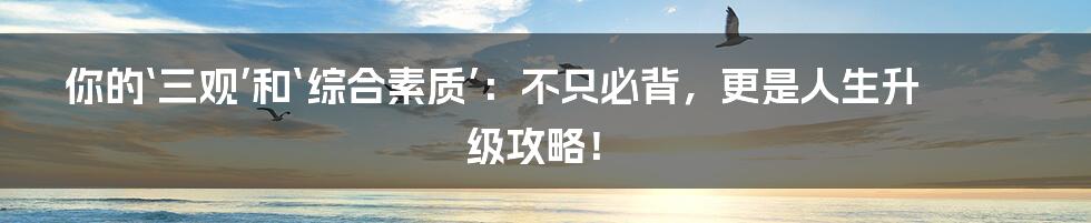 你的‘三观’和‘综合素质’：不只必背，更是人生升级攻略！