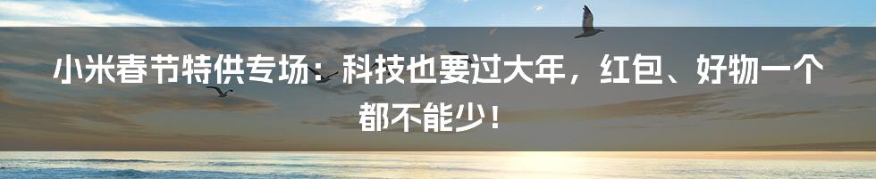 小米春节特供专场：科技也要过大年，红包、好物一个都不能少！