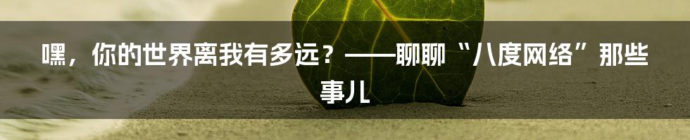 嘿,你的世界离我有多远?——聊聊“八度网络”那些事儿