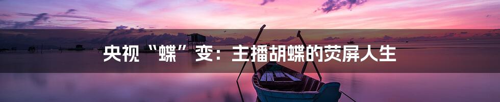 央视“蝶”变:主播胡蝶的荧屏人生
