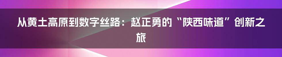 从黄土高原到数字丝路:赵正勇的“陕西味道”创新之旅