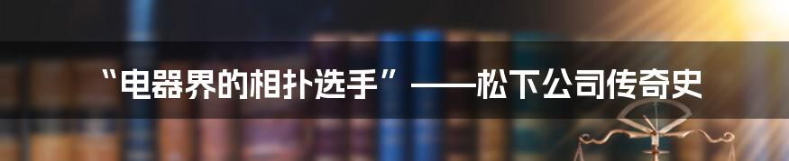 “电器界的相扑选手”——松下公司传奇史