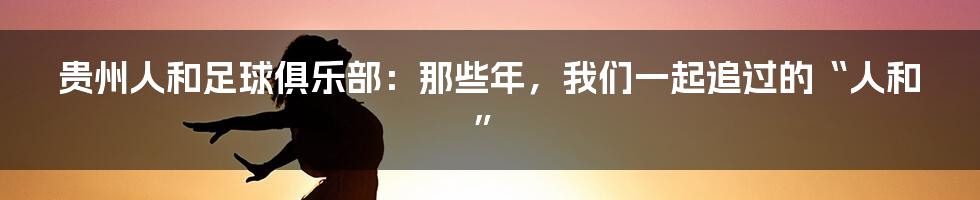贵州人和足球俱乐部:那些年,我们一起追过的“人和”
