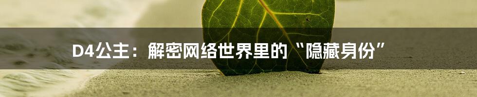 D4公主：解密网络世界里的“隐藏身份”