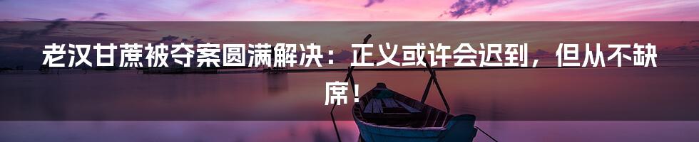 老汉甘蔗被夺案圆满解决:正义或许会迟到,但从不缺席!