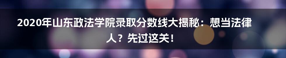2020年山东政法学院录取分数线大揭秘:想当法律人?先过这关!