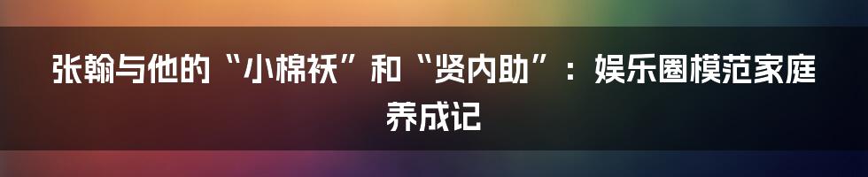 张翰与他的“小棉袄”和“贤内助”:娱乐圈模范家庭养成记