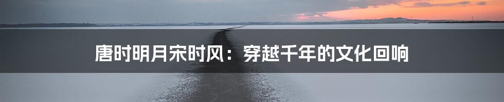 唐时明月宋时风:穿越千年的文化回响