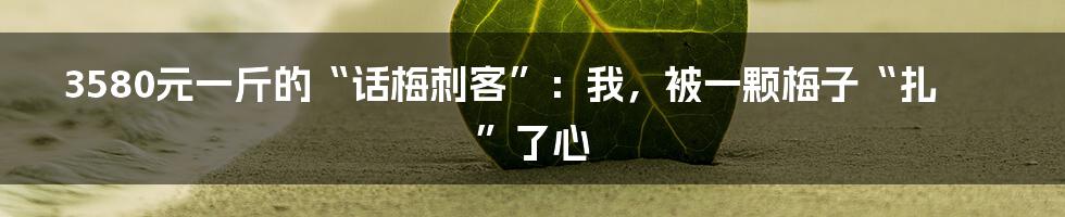 3580元一斤的“话梅刺客”:我,被一颗梅子“扎”了心