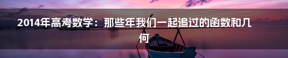 2014年高考数学:那些年我们一起追过的函数和几何
