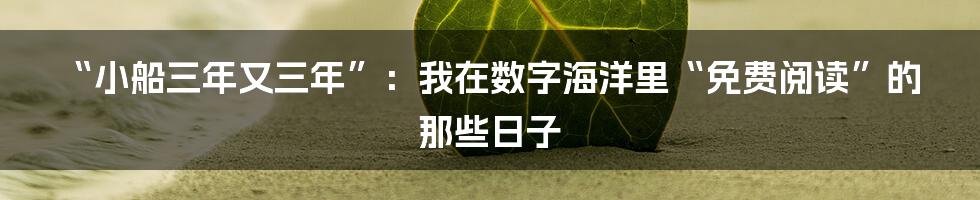 “小船三年又三年”：我在数字海洋里“免费阅读”的那些日子