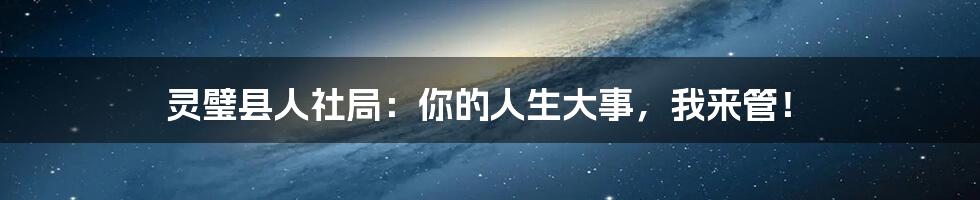 灵璧县人社局:你的人生大事,我来管!