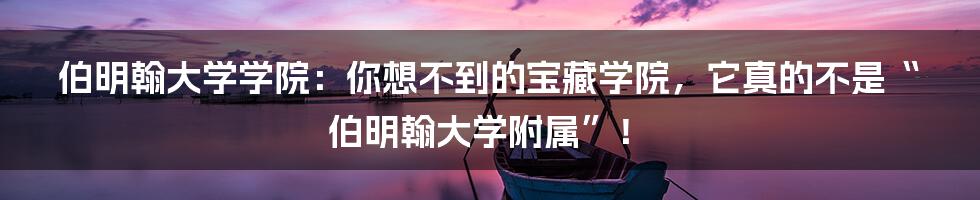 伯明翰大学学院：你想不到的宝藏学院，它真的不是“伯明翰大学附属”！