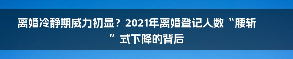 离婚冷静期威力初显?2021年离婚登记人数“腰斩”式下降的背后