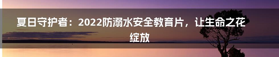 夏日守护者:2022防溺水安全教育片,让生命之花绽放
