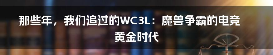 那些年,我们追过的WC3L:魔兽争霸的电竞黄金时代