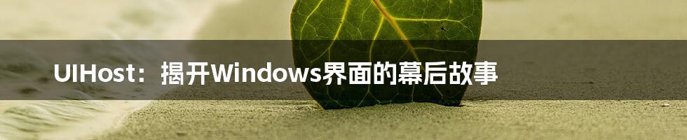 UIHost:揭开Windows界面的幕后故事