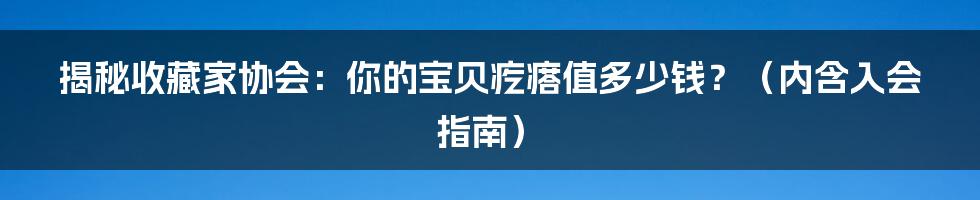 揭秘收藏家协会:你的宝贝疙瘩值多少钱?(内含入会指南)