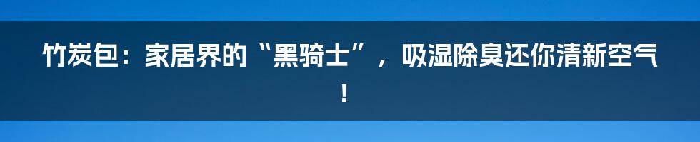 竹炭包:家居界的“黑骑士”,吸湿除臭还你清新空气!