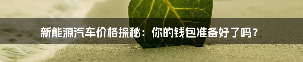 新能源汽车价格探秘:你的钱包准备好了吗?