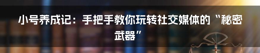 小号养成记:手把手教你玩转社交媒体的“秘密武器”