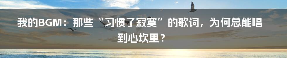 我的BGM:那些“习惯了寂寞”的歌词,为何总能唱到心坎里?