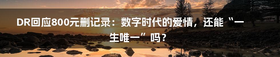 DR回应800元删记录:数字时代的爱情,还能“一生唯一”吗?