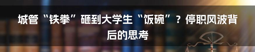 城管“铁拳”砸到大学生“饭碗”？停职风波背后的思考