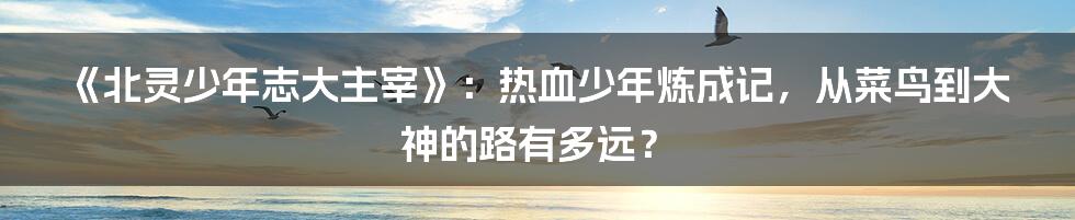 《北灵少年志大主宰》:热血少年炼成记,从菜鸟到大神的路有多远?