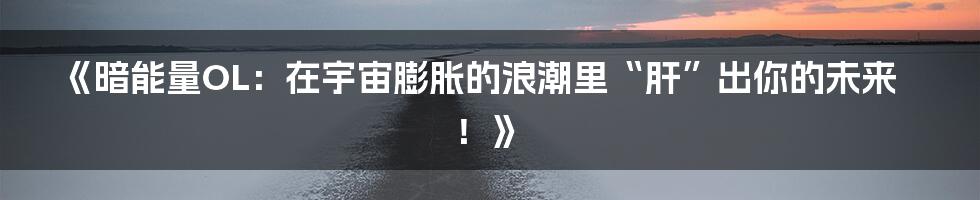 《暗能量OL：在宇宙膨胀的浪潮里“肝”出你的未来！》