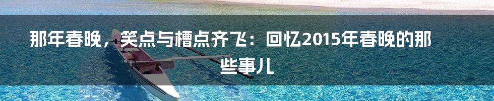 那年春晚,笑点与槽点齐飞:回忆2015年春晚的那些事儿