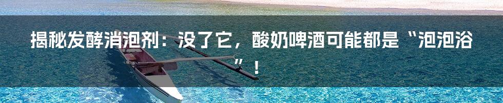 揭秘发酵消泡剂:没了它,酸奶啤酒可能都是“泡泡浴”!