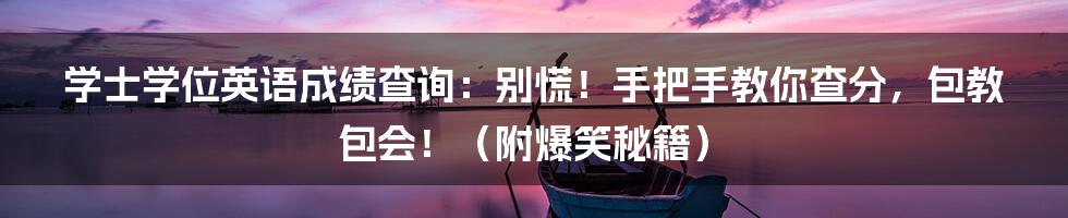 学士学位英语成绩查询:别慌!手把手教你查分,包教包会!(附爆笑秘籍)