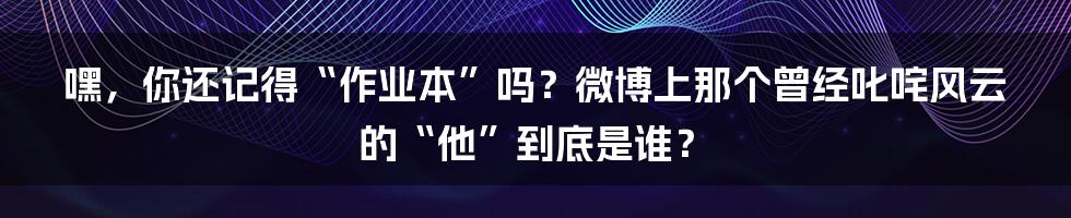 嘿,你还记得“作业本”吗?微博上那个曾经叱咤风云的“他”到底是谁?