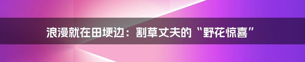 浪漫就在田埂边:割草丈夫的“野花惊喜”