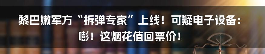 黎巴嫩军方“拆弹专家”上线!可疑电子设备:嘭!这烟花值回票价!