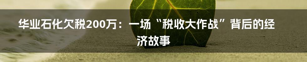 华业石化欠税200万:一场“税收大作战”背后的经济故事