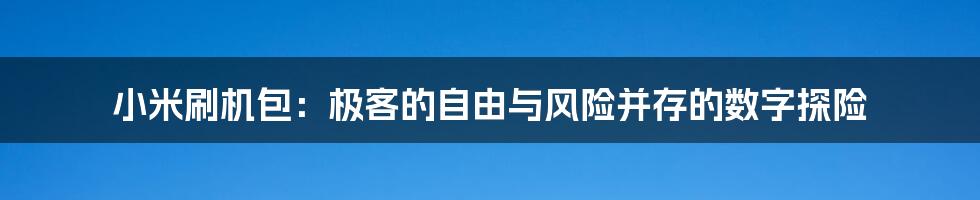 小米刷机包：极客的自由与风险并存的数字探险