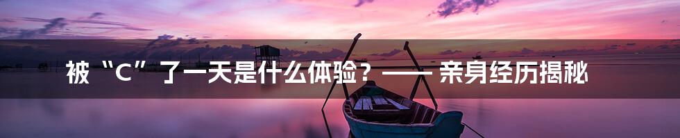 被“C”了一天是什么体验？—— 亲身经历揭秘