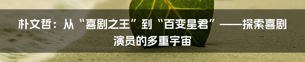朴文哲:从“喜剧之王”到“百变星君”——探索喜剧演员的多重宇宙