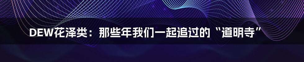 DEW花泽类:那些年我们一起追过的“道明寺”