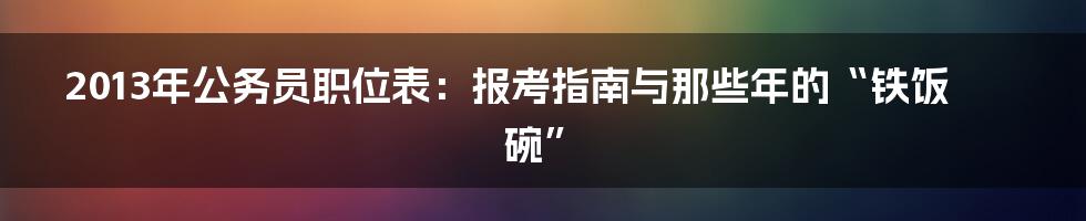 2013年公务员职位表:报考指南与那些年的“铁饭碗”