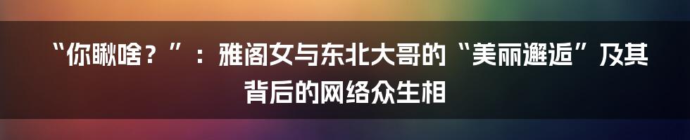 “你瞅啥?”:雅阁女与东北大哥的“美丽邂逅”及其背后的网络众生相